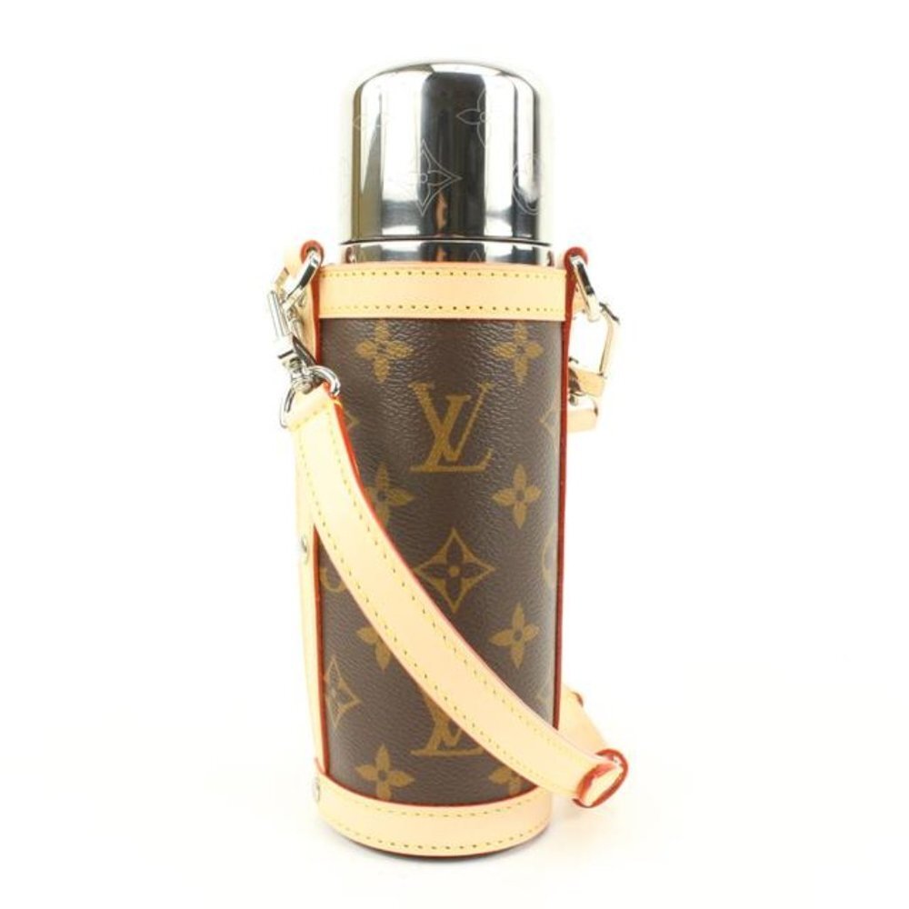 Louis Vuitton Monogram Flask Holder Thermos with Case Water Bottle 78lk524s